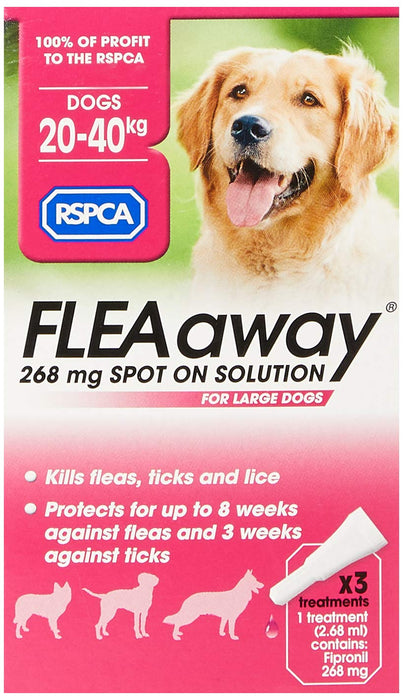 RSPCA FleaAway Spot-on Solution for Large Dogs, 268 mg Pink