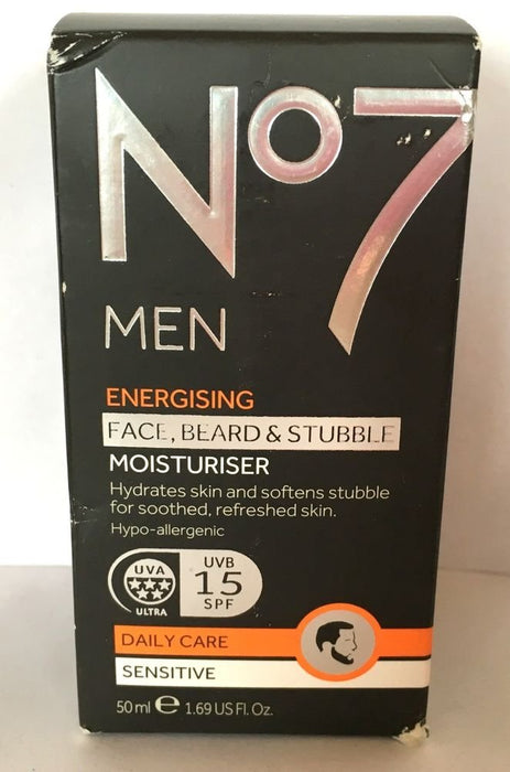 No7 Men Energising Face Beard & Subble Moisturiser Sensitive 50ml