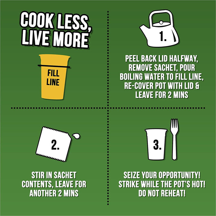 Chicken & Mushroom Pot Noodle Multipack - Pack of 12 x 90g Instant Pot Noodles with Topline Card. Chicken Soup Snack Pots Bulk Buy for Camping Food, Picnics or School Holidays.