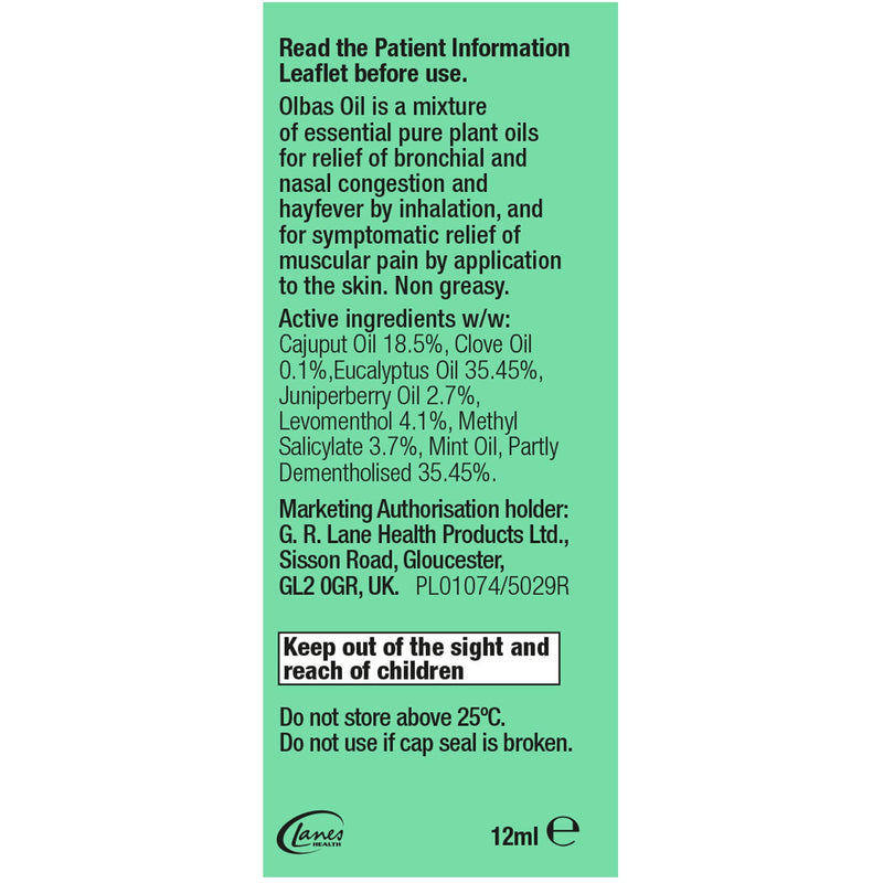 Olbas Oil Inhalant Decongestant, 12ml