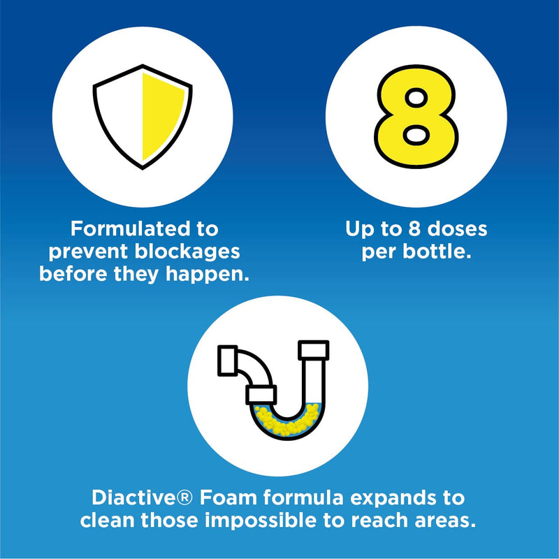Buster Plughole Block Preventer, 500ml - Prevent Blockages in Bathrooms and Kitchens and Deep Clean to Protect Against Build-Up-For Use in All Plugholes, Pipes and Overflows