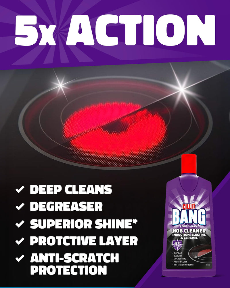 Cillit Bang Hob Cleaner, For Cleaning Burnt-on Stains, Ovens and Stovetops, 200ml (Pack of 6)