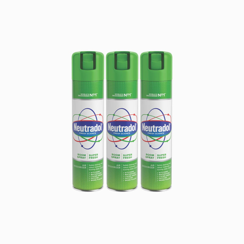 Neutradol Room Spray, Fast Acting Aerosol, Air Freshener for Home & Office, Odour Eliminator, Fresh Pink, Multipack of 3 x 300ml