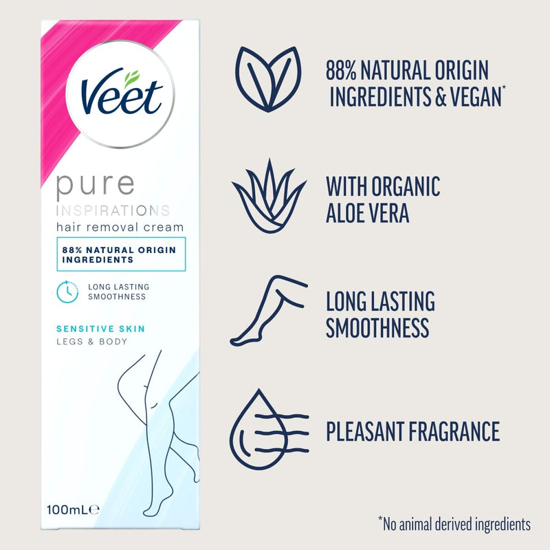 Veet Pure Hair Removal Cream Legs & Body Sensitive 100ml