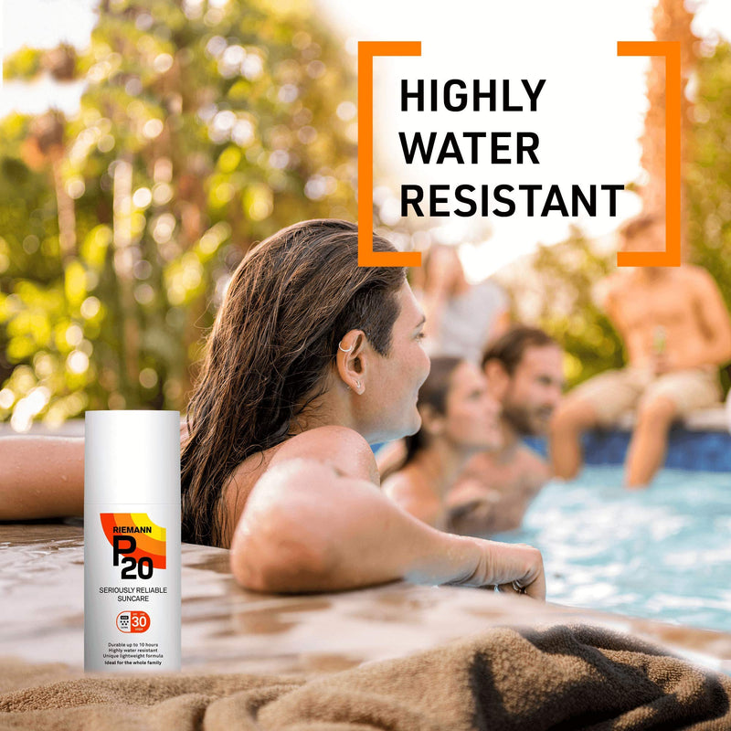 Riemann P20 Once a day Sunscreen SPF20 Cream/Lotion 100ml. Non greasy, hydrating, absorbs fast & long lasting, 5 star UVA & UVB, protection up to 10hrs, water resistant. No fragrance, all day long.