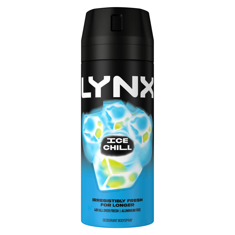 Lynx Ice Chill Aerosol Body Spray Men's Deodorant Spray with an iced mint & lemon scent for 48 hours of odour-busting, high definition fragrance 6x 150 ml