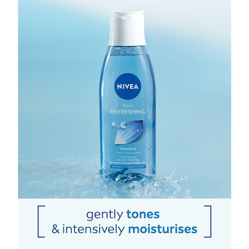 Nivea Refreshing Toner (200 ml), Face Toner with Vitamin E, Deeply Cleanses, Invigorates the Skin, and Removes Residue, Effective Facial Cleanser