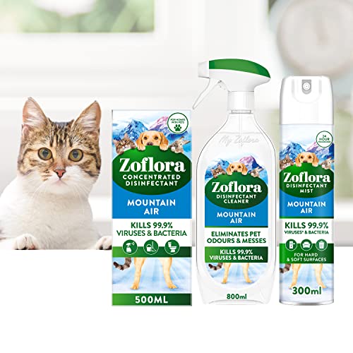 Zoflora Fresh Home Mountain Air Concentrated Disinfectant Liquid, Pack of 6 x 500ml, Pet-Safe Multi-Surface Cleaner, Antibacterial, Kills 99.9% of Germs