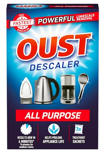 Oust Powerful All Purpose Descaler, Limescale Remover – Ideal for Kettles, Coffee Machines, Irons and Shower Heads, 3 Sachets x 6 (18 Sachets Total)