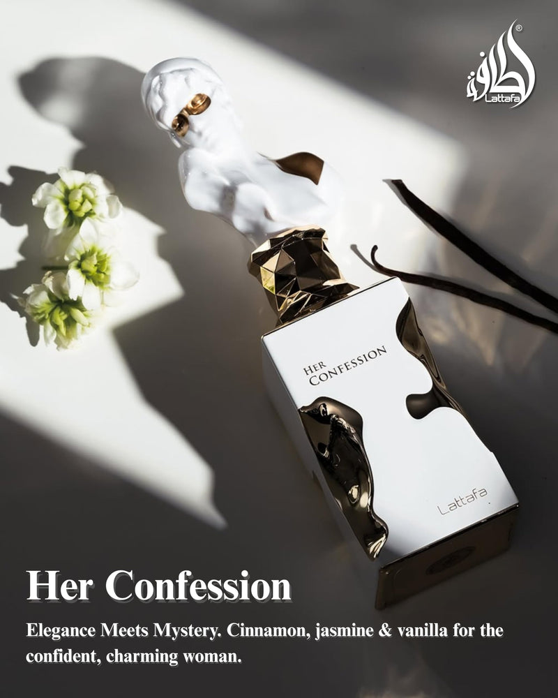 Lattafa Her Confession for Women Eau de Parfum Spray, 3.4 Ounce / 100ml