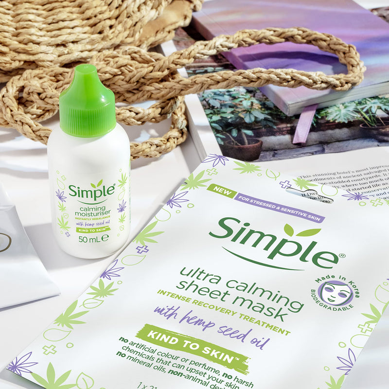 Simple Calming Moisturiser Skin Cream with organic hemp seed oil skincare for sensitive skin 50 ml