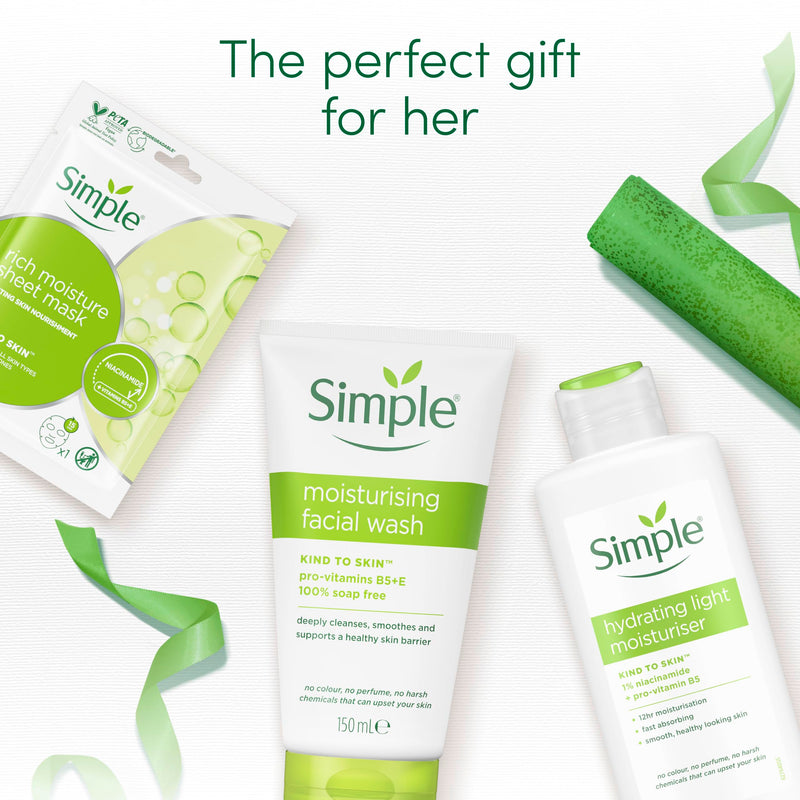 Simple Gift Set Simple Clean & Fresh Regime Collection with a facial wash, a sheet mask, and a moisturiser perfect for any occasion 3 piece