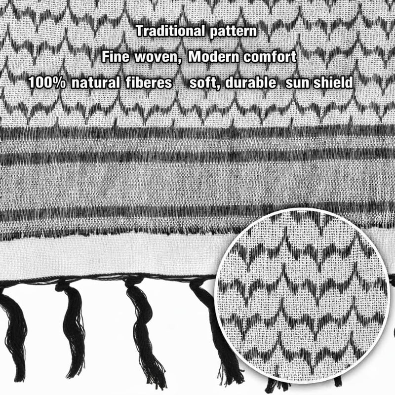 Big Brands Direct Premium Cotton Shemagh Keffiyeh Tactical Scarf, Military Desert Arab Style Head Wrap, Unisex Traditional Kufiya, Multi-Use Accessory