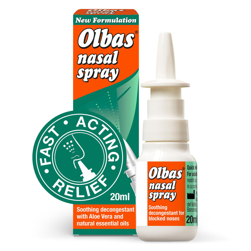 Olbas Nasal Spray - Fast Acting Relief - Soothing Decongrestant For Blocked Noses - 20ml