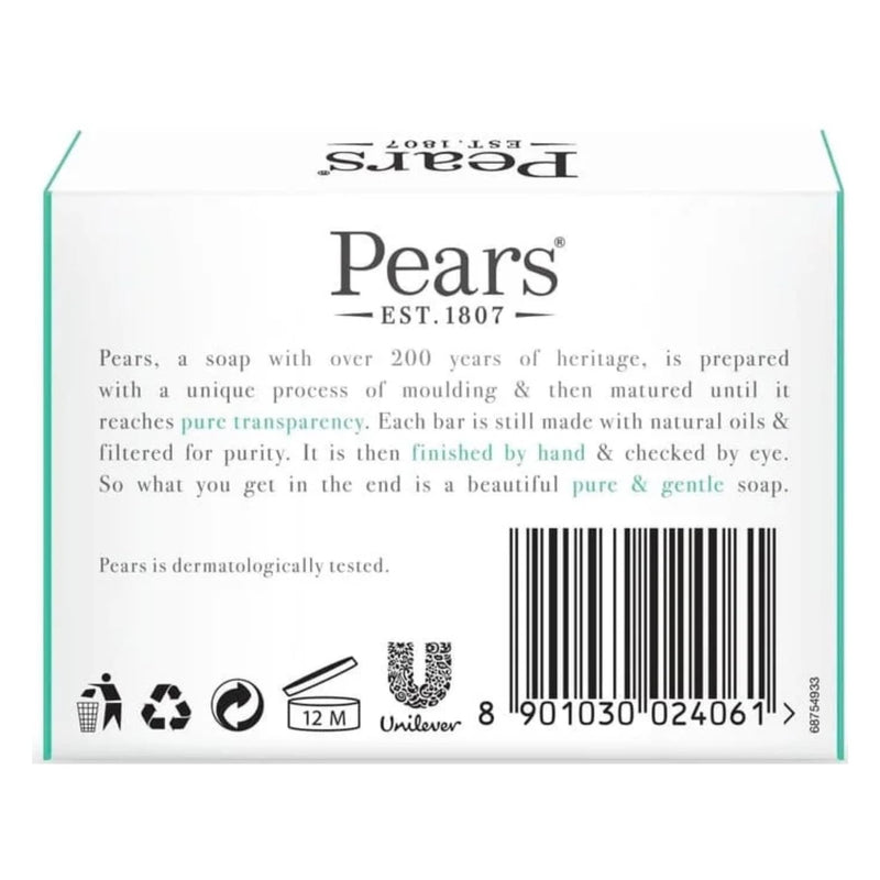 Pear Transparent Green Soap Bar 125g – 6xPack- Pure & Gentle Glycerin-Based Soap with Natural Oils- Iconic Herbal Fragrance- Mild & Moisturising Cleanser for Face and Body- Ideal for Sensitive Skin