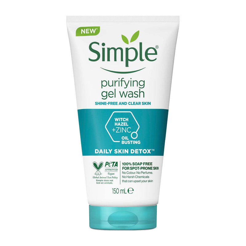Simple Daily Skin Detox Purifying Facial Wash, 150ml 2 Pack