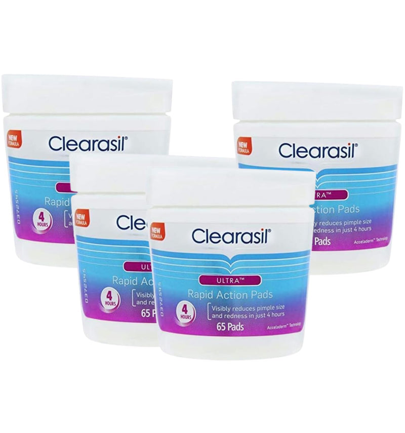 Clearsil 4-In-1Ultra Rapid Action Face Wipe Pads 65, For Acne Prone Skin, Unblock Pores, Dermatologist tested, Everyday Spot Prevention, 65's (Pack Of 4) cleanse, exfoliates, helps clear spots fast