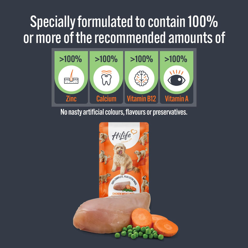 HILife Adult Wet Dog Food, Mixed Chicken & Fish Recipes, Complete Dog Food Pouches, 100% Natural Ingredients, Chicken & Tuna/Chicken & Salmon