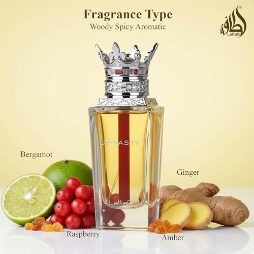 Lattafa Dynasty – Fresh, Spicy, Woody, Aromatic – Eau de Parfum Spray Long-Lasting Fragrance for Unisex, 3.4 Ounce / 100 ml