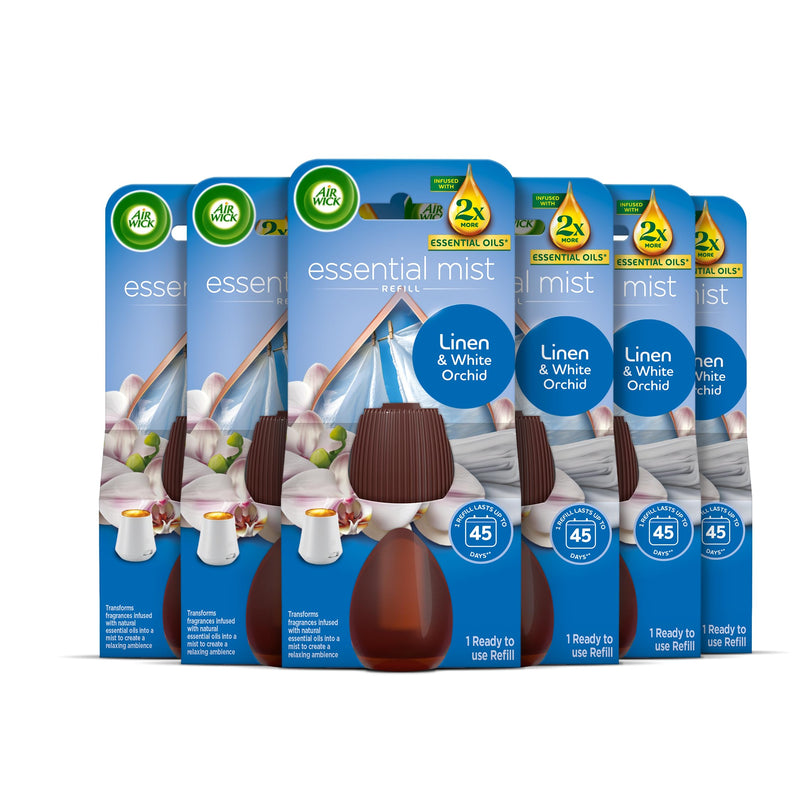 Air Wick Essential Mist Single Refills 6x20ml, Lasting for up to 45 days per refill, Air Freshener