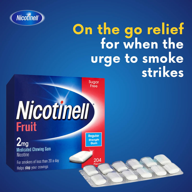 Nicotinell Fruit Gum 2mg (204 Pieces), Nicotine Gum, Value Pack