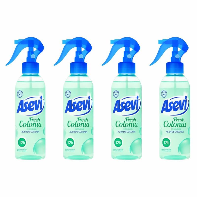 Asevi Fresh Colonia Air Freshener Spray, 400ml x4, Long-Lasting Room and Fabric Freshener, Non-Aerosol, 12h Odour Eliminator