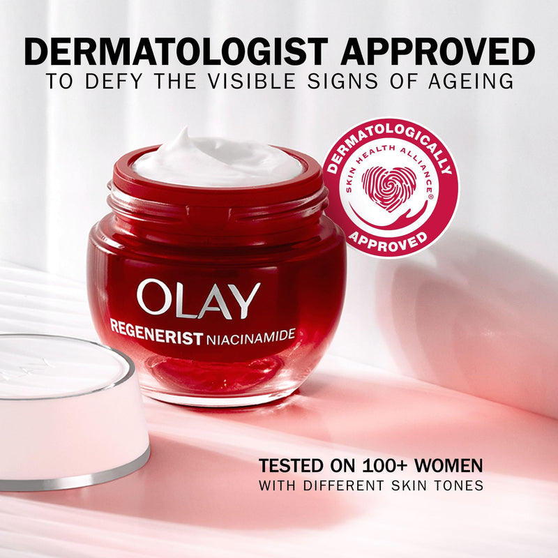 Olay Regenerist Niacinamide Night Cream Face Moisturiser, Skincare with Antioxidant Vitamin E and Shea Butter, Anti Ageing Skin Care: Renew, Age Defy and Hydrate, 50ml