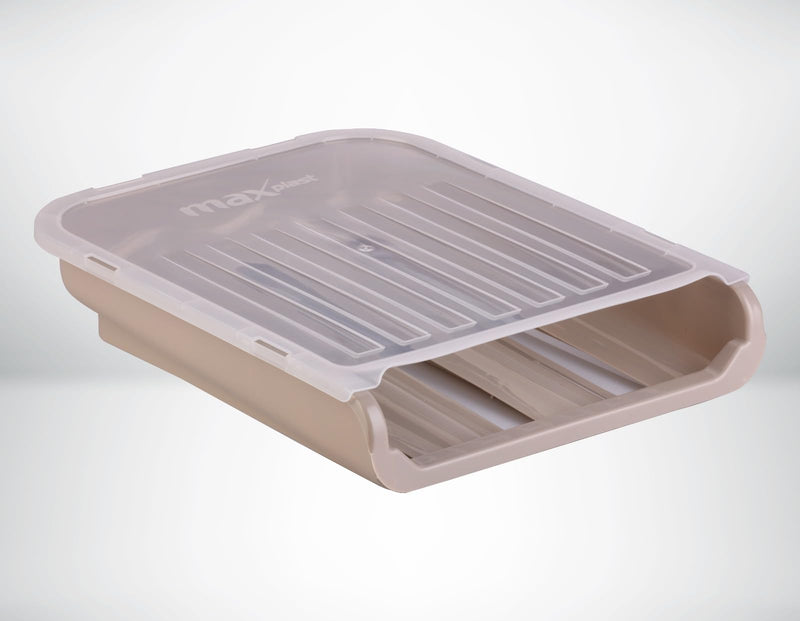 Durable Plastic Egg Tray Organizer - Holds 18 Eggs, Stackable Design for Fridge Storage