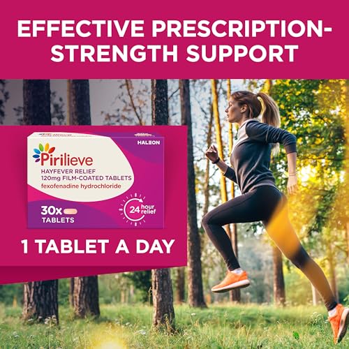 Pirilieve Hayfever Relief, Fexofenadine Antihistamine Tablets for Relief of Heyfever Symptoms Such as Sneezing and Itchy or Blocked Nose, 30s