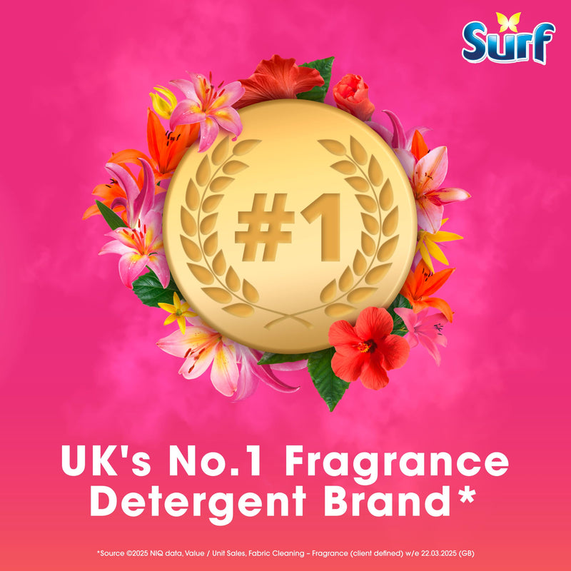 Surf 3 in 1 Tropical Lily Laundry Washing Detergent Capsules joy-infused fragrance with natural essential oils lasting up to 12 hours in wear for brilliantly clean results 51 washes