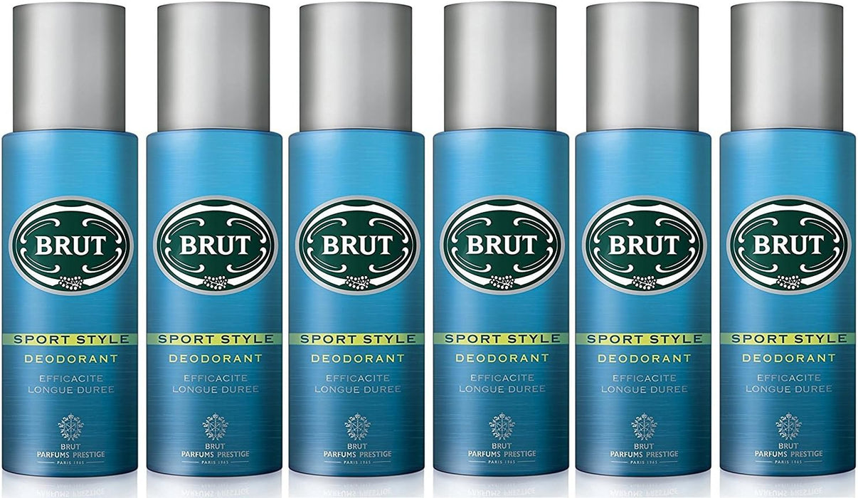 6x BRUT Deodorant, Aerosol Sport Style 200 ml