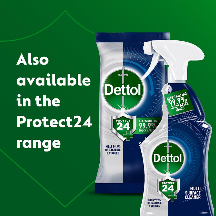 Dettol Protect 24 Multipurpose Antibacterial Wipes, 5 Pack of 80, Total 400, Long-Lasting Germ Protection, Ideal for Home, Office, Travel, First Aid Bag Essential