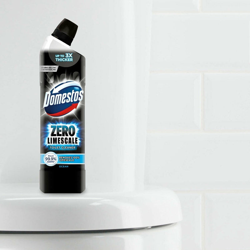 Domestos Zero Limescale Ocean Antibact Toilet Gel, 6 Packs of 750ml, Removes Dirt and Gives Zero LimeScale! Grab it Now to Keep Your Toilet Clean and Fresh!