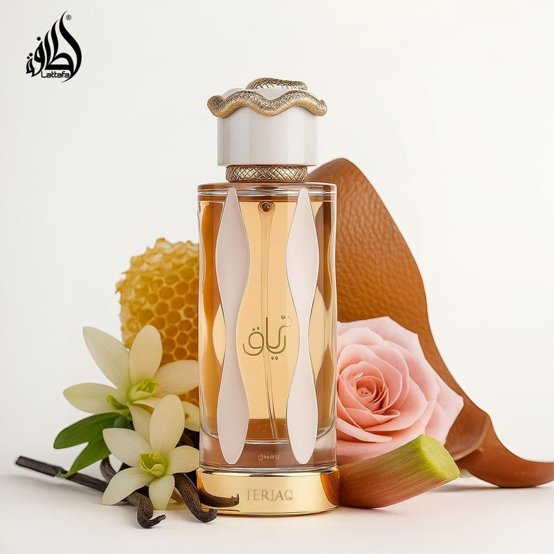 Teriaq by Quentin Bisch for Lattafa Perfumes Unisex Eau De Parfum Spray 3.4 Ounce-Caramel Bitter Almond Vanilla Notes - Long-lasting Fragrance for Men and Women Designer Creation from Grasse