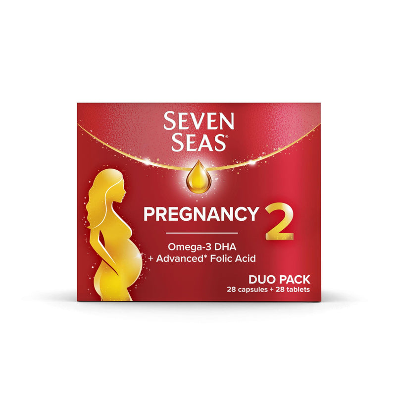 Seven Seas Pregnancy, Pregnancy Vitamins with Omega-3 DHA and Advanced* Folic Acid, Iron, Vitamins B6 and B12, 28 Capsules Plus 28 Tablets, 4-Week Supply