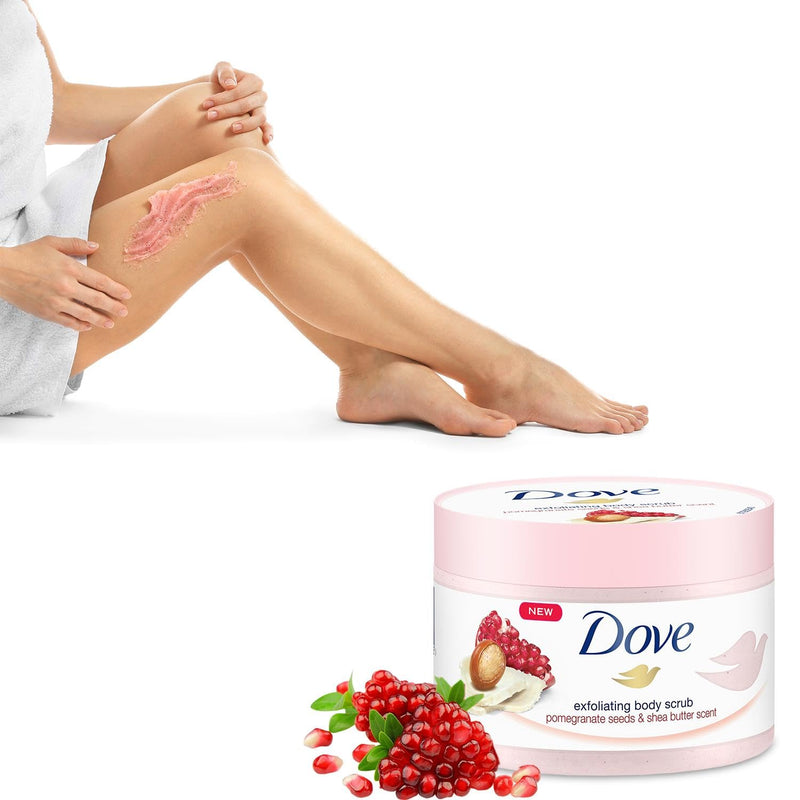 Dove Cream Shower Gel Peeling Pomegranate & Shea Butter, Pack of 4 (4 x 225 ml)