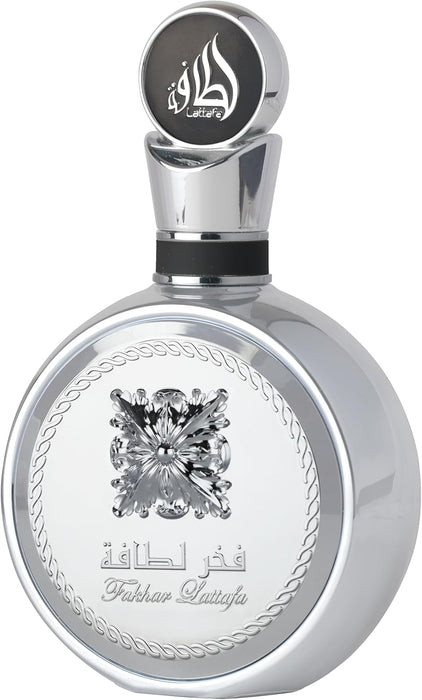 Lattafa Fakhar Platin Eau de Parfum for Men – 100ml | Spicy Woody Fragrance with Bergamot, Ginger & Sandalwood | Bold, Modern Scent | Long Lasting Arabic Perfume