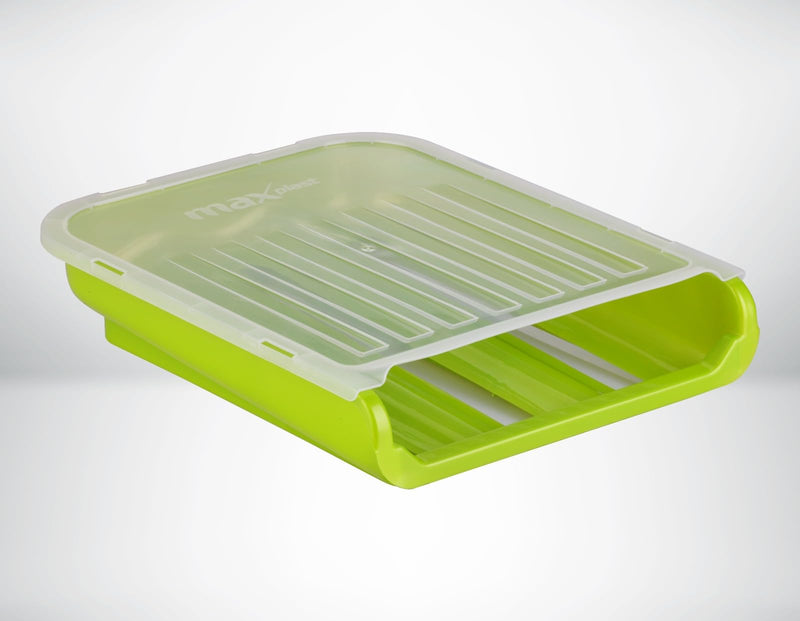 Durable Plastic Egg Tray Organizer - Holds 18 Eggs, Stackable Design for Fridge Storage