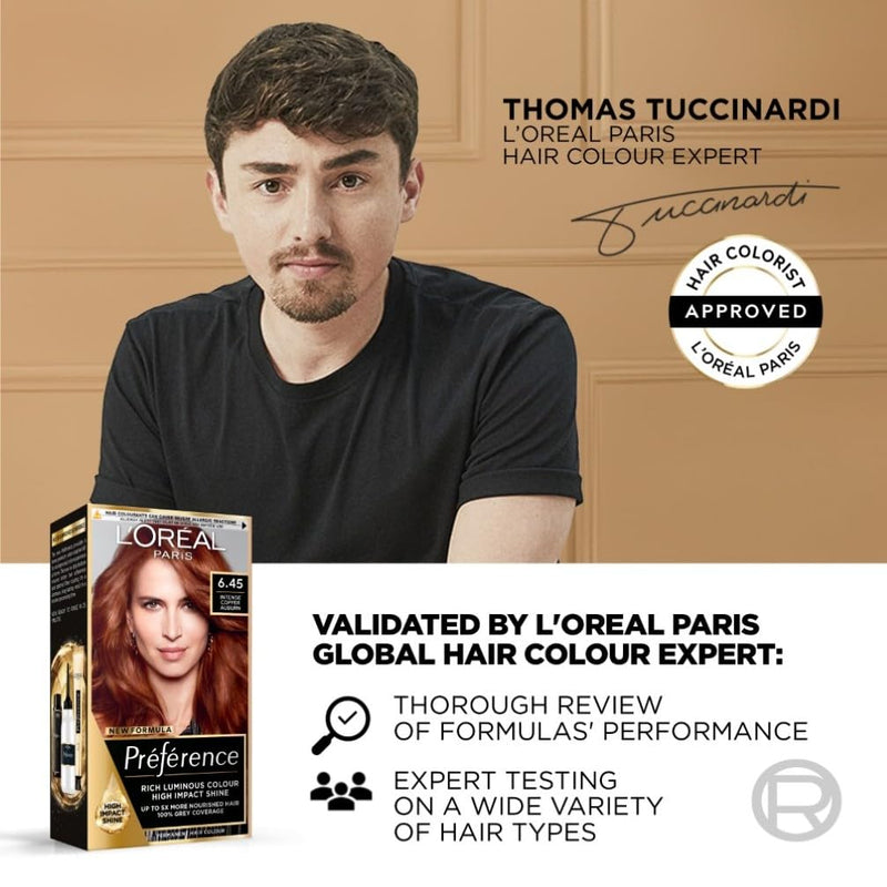 L'Oreal Paris Preference Hair Dye, Long Lasting, Luminous Permanent Hair Colour, 6.45, Brooklyn