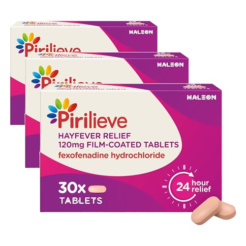 Pirilieve Hayfever Relief, Fexofenadine Antihistamine Tablets for Relief of Heyfever Symptoms Such as Sneezing and Itchy or Blocked Nose, 30s