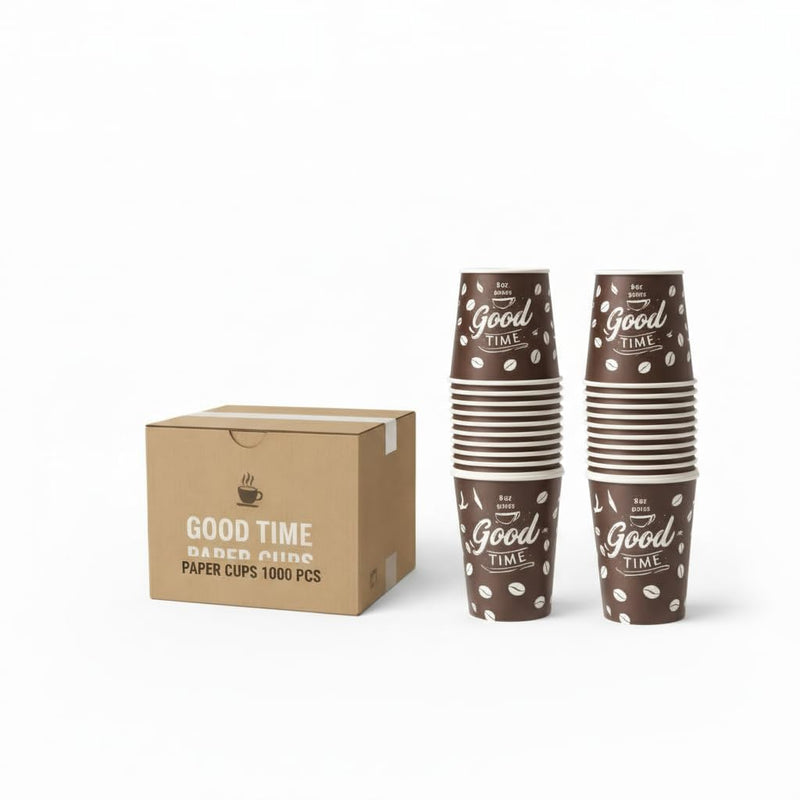 Big Brands Direct 100 Pcs Premium Paper Cups for Hot and Cold Drinks, 8oz 236ml