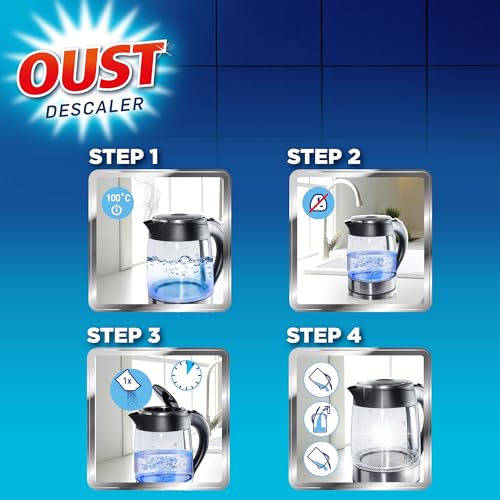 Oust Powerful All Purpose Descaler, New Formula, Limescale Remover – Ideal for Kettles, Coffee Machines, Irons and Shower Heads, 3 Sachets x 6 (18 Sachets Total)