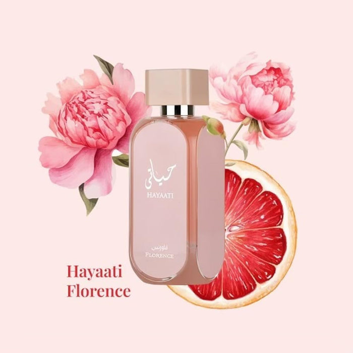 Hayaati Florence Perfume For Women - Arabian UAE Luxury Fragrance - Citrus, Sweet, Floral Scent - Eau De Parfume 100ml