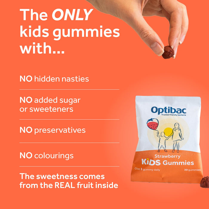 Optibac Probiotics Kids Gummies - Kids Probiotic with Vitamin D & Calcium for Immune System Support & Gut Health with 2 Billion Bacterial Cultures - 60 Vegan Gummies