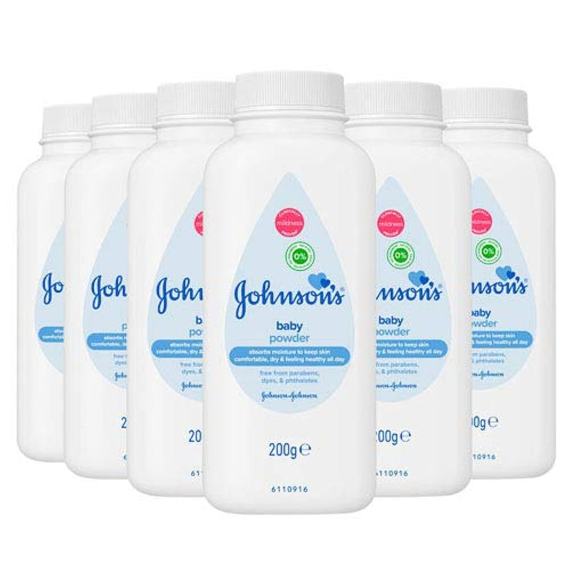 Johnson's Baby Powder Talc Talcum Soft Skin Care Protect Bottles - Pack of 6 x 200 G