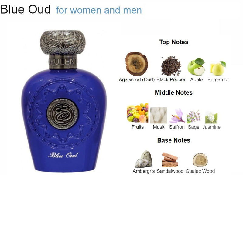 Opulent Blue Oud Perfume - Fruity, Fresh Spicy, Oud Scent For Men, Women, Unisex - Long Lasting Luxury Arabian Fragrance - Eau De Parfum 100ml