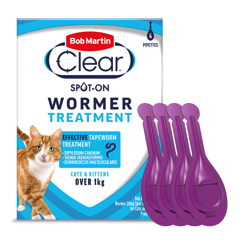 Bob Martin Clear | Spot On Wormer for Cats & Kittens | 100% Effective Tapeworm Treatment