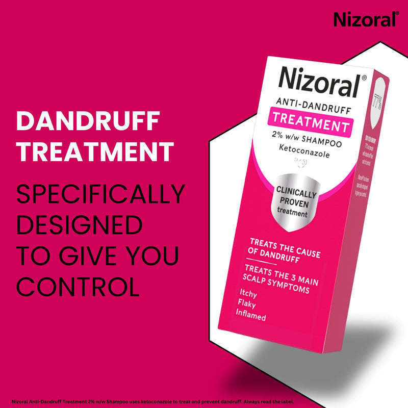 Nizoral Anti-Dandruff Treatment Shampoo, Treats and Prevents Dandruff, Clinically Proven to Control Itchy & Flaky Scalps, Contains Ketoconazole, 1 x 60ml