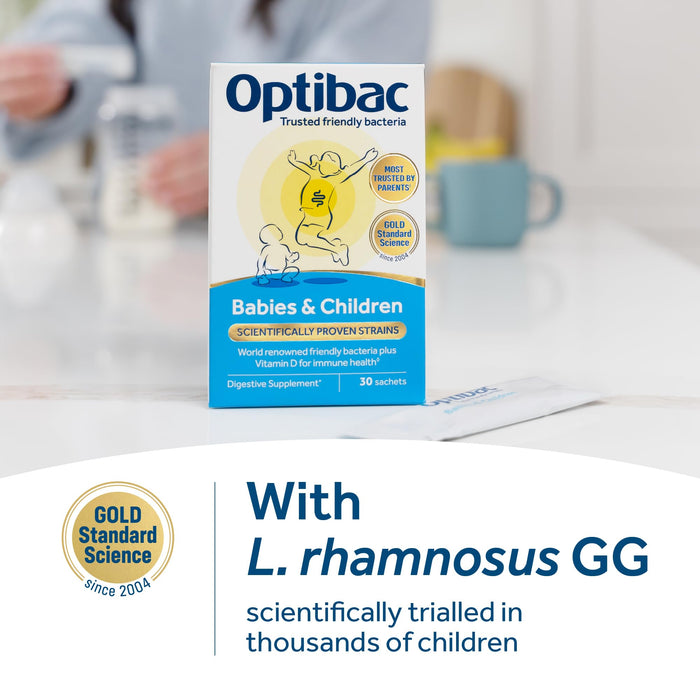 Optibac Probiotics Babies & Children - Probiotic for Immune System Support with Vitamin D Booster & 3 Billion Bacterial Cultures - 30 Sachets
