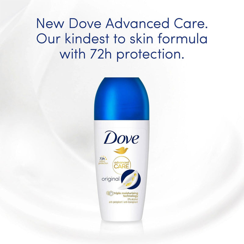 Dove Deodorant Roll On Advance Care Go Fresh Original 72H Odour Protection Anti-Transpirant and Anti-Perspirant for Women with Triple Moisturising Technology, 50ml